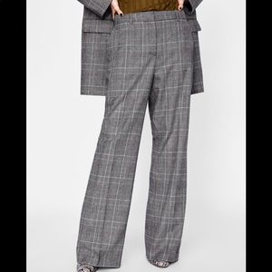 NWT ZARA WIDE LEG CHECKERED PANT